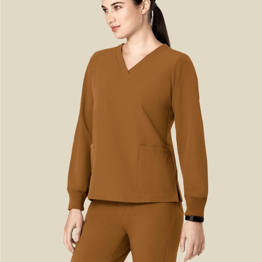 Mandala Brown V-Neck Scrub Top and Pants Set